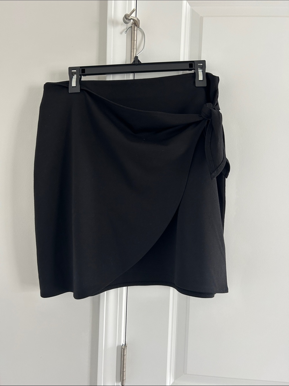 LOFT Black Mini Wrap Skirt with Side Tie